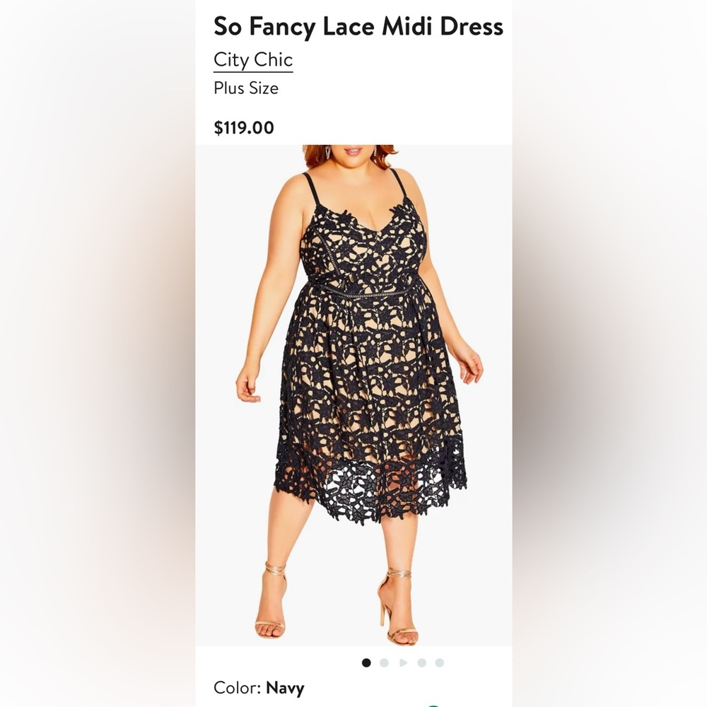 City Chic Navy Lace Dress Plus Curve Wedding Guest Midi Dress